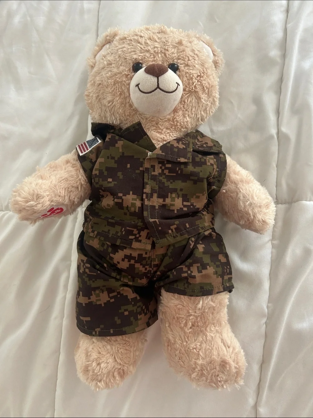 Build-A-Bear Beige Teddy in Camouflage Outfit
